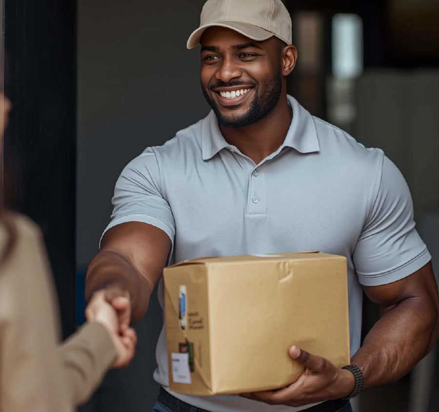 Courier Delivering Biohazard Box