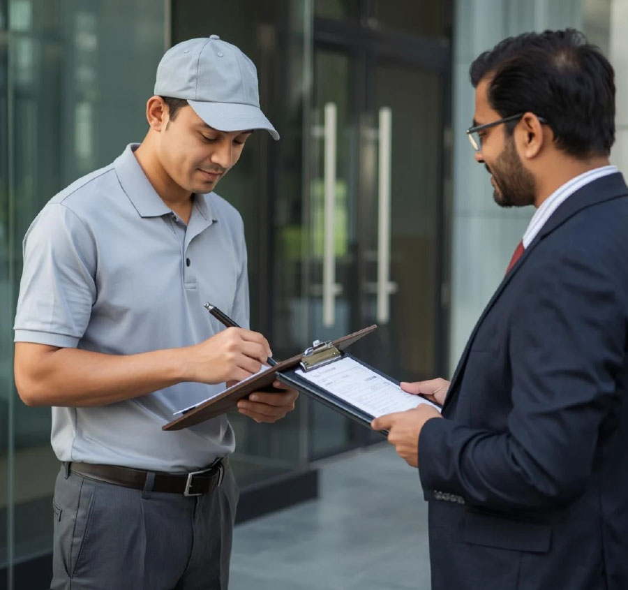 Courier Making Special Delivery